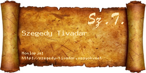 Szegedy Tivadar névjegykártya